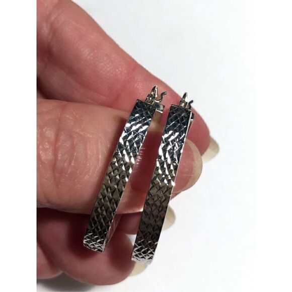 Vintage Silver Toned Hoop Earrings - Picture 1 of 6